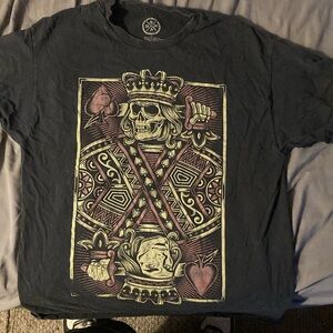 Men's Black Graphic Tee with Skull Card Design